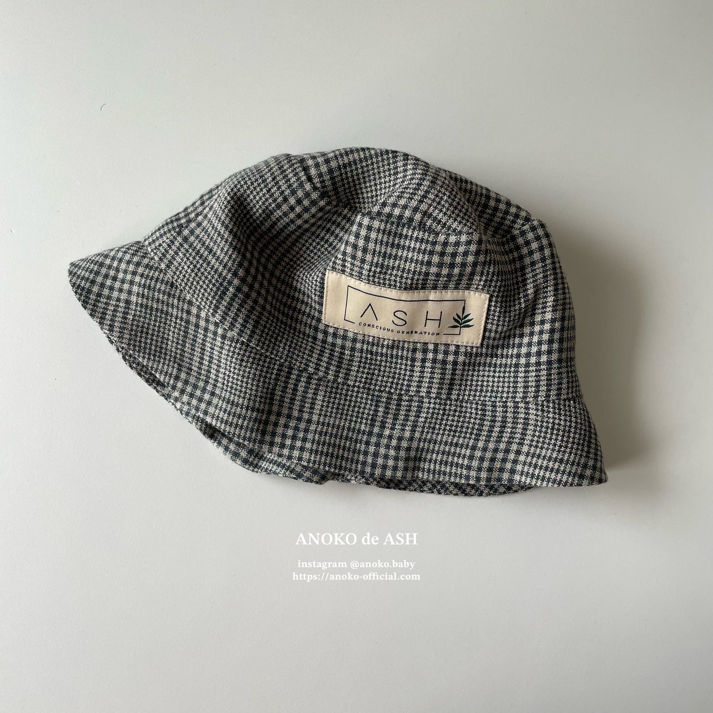 SUN HAT / glencheck (no ear / straight) [ASH GENERATION]