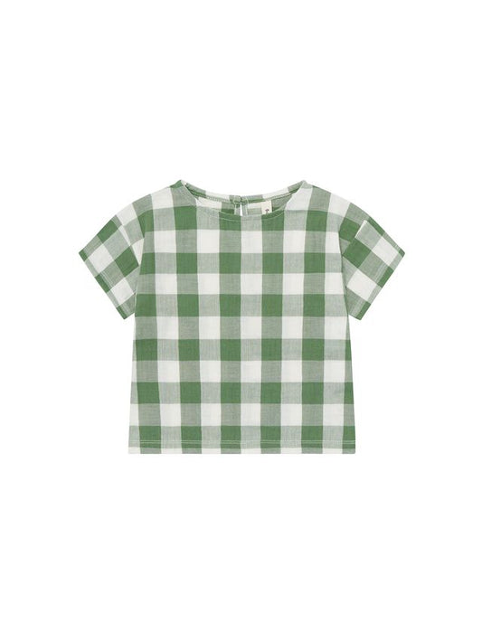Dill Gingham Boxy T-Shirt [organic zoo] (26SS)