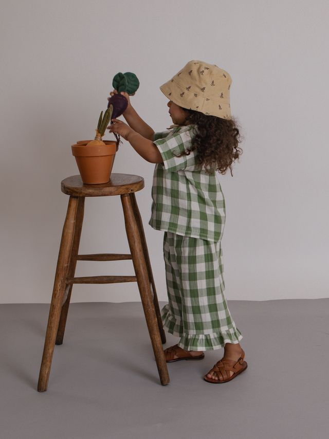 Dill Gingham Boxy T-Shirt [organic zoo] (26SS)