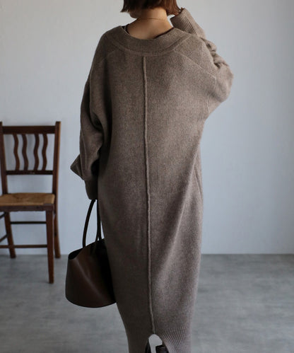 Deep V-Neck Knit Dress [LADIES] 14