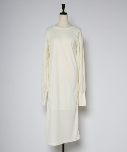 Cut Waffle Thumbhole Volume Sleeve Dress [LADIES] 2