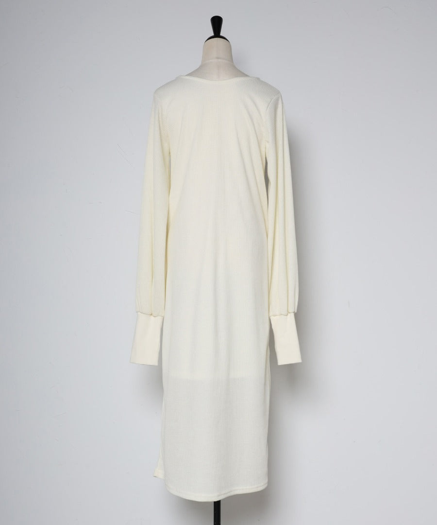 Cut Waffle Thumbhole Volume Sleeve Dress [LADIES] 6
