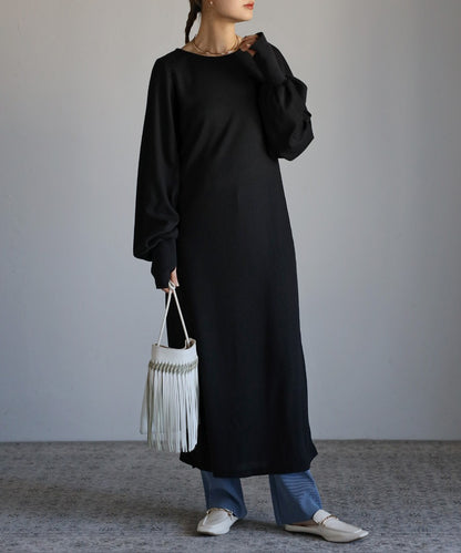 Cut Waffle Thumbhole Volume Sleeve Dress [LADIES] 15
