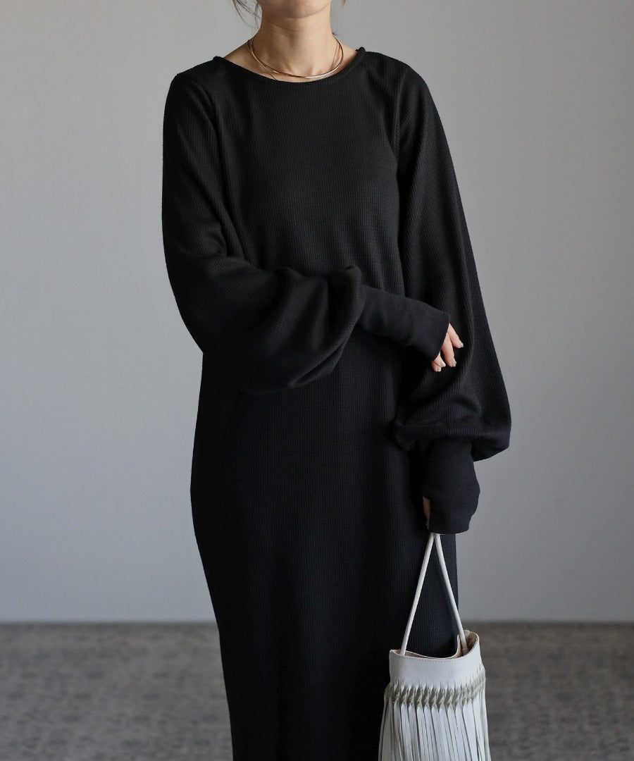 Cut Waffle Thumbhole Volume Sleeve Dress [LADIES] 16