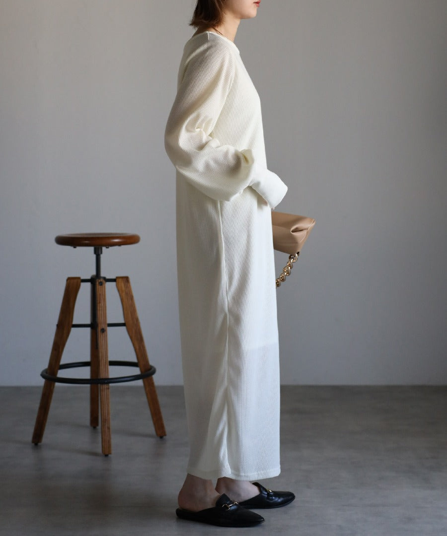 Cut Waffle Thumbhole Volume Sleeve Dress [LADIES] 23