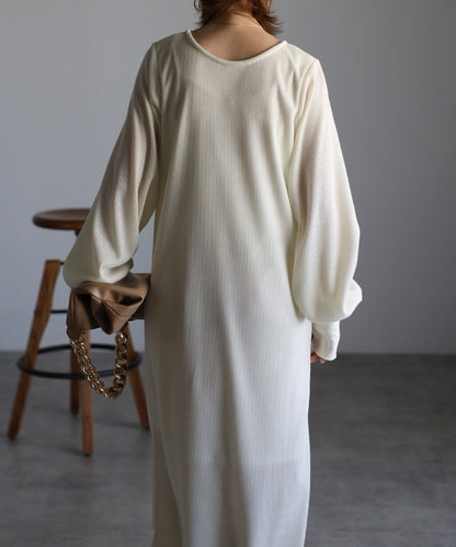Cut Waffle Thumbhole Volume Sleeve Dress [LADIES] 26
