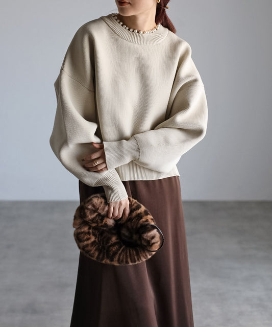 Pearl Round Neck Diver Knit [LADIES] 1