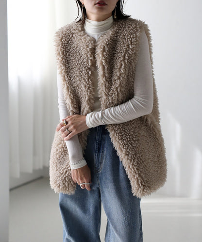 Poodle Fur Long Vest [LADIES] 1