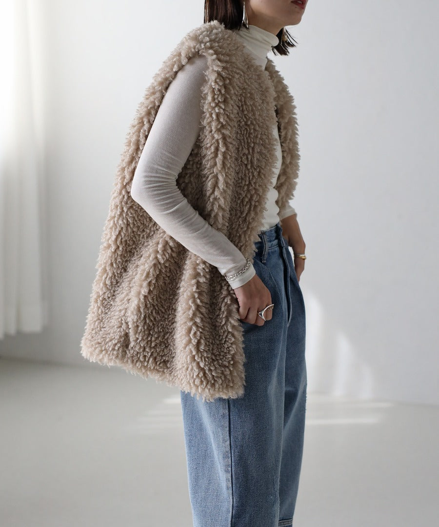 Poodle Fur Long Vest [LADIES] 3