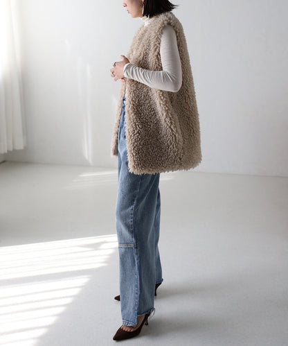 Poodle Fur Long Vest [LADIES] 4