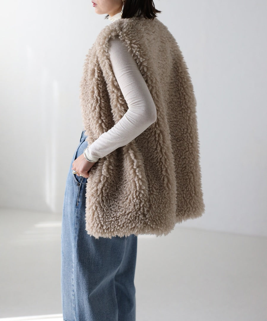 Poodle Fur Long Vest [LADIES] 5