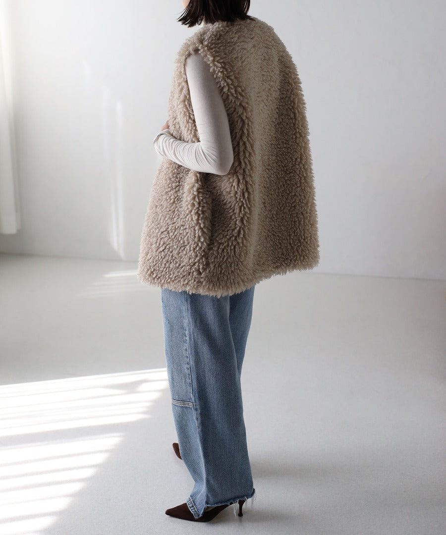 Poodle Fur Long Vest [LADIES] 6