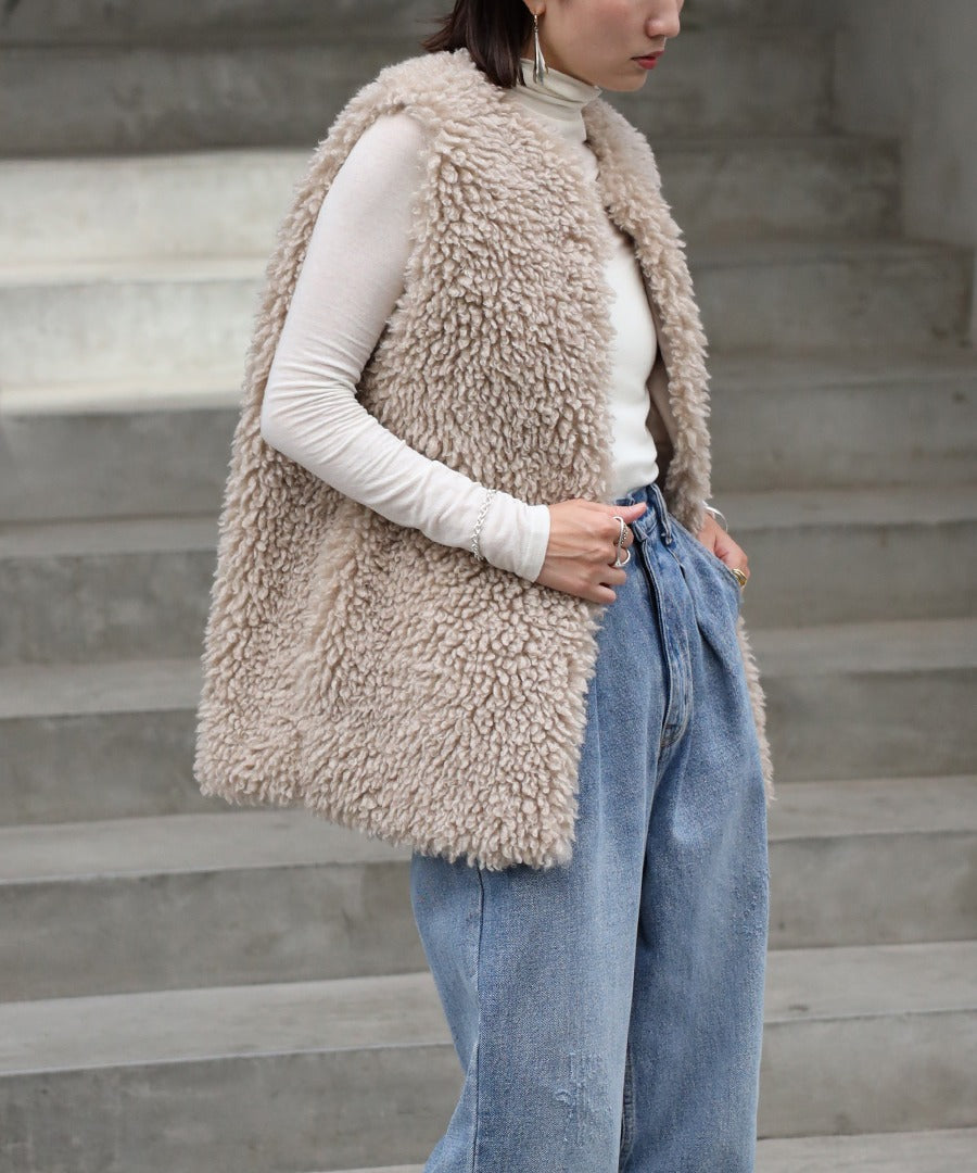 Poodle Fur Long Vest [LADIES] 7