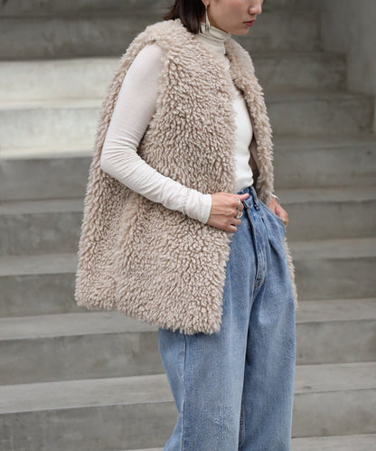 Poodle Fur Long Vest [LADIES] 7