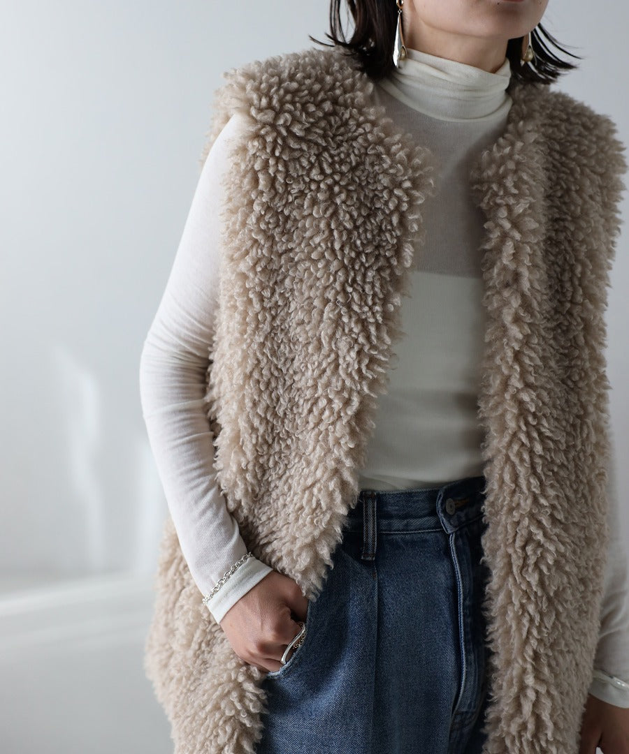 Poodle Fur Long Vest [LADIES] 8