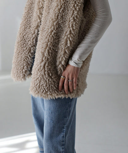 Poodle Fur Long Vest [LADIES] 9