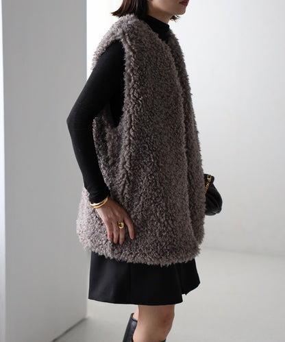 Poodle Fur Long Vest [LADIES] 12