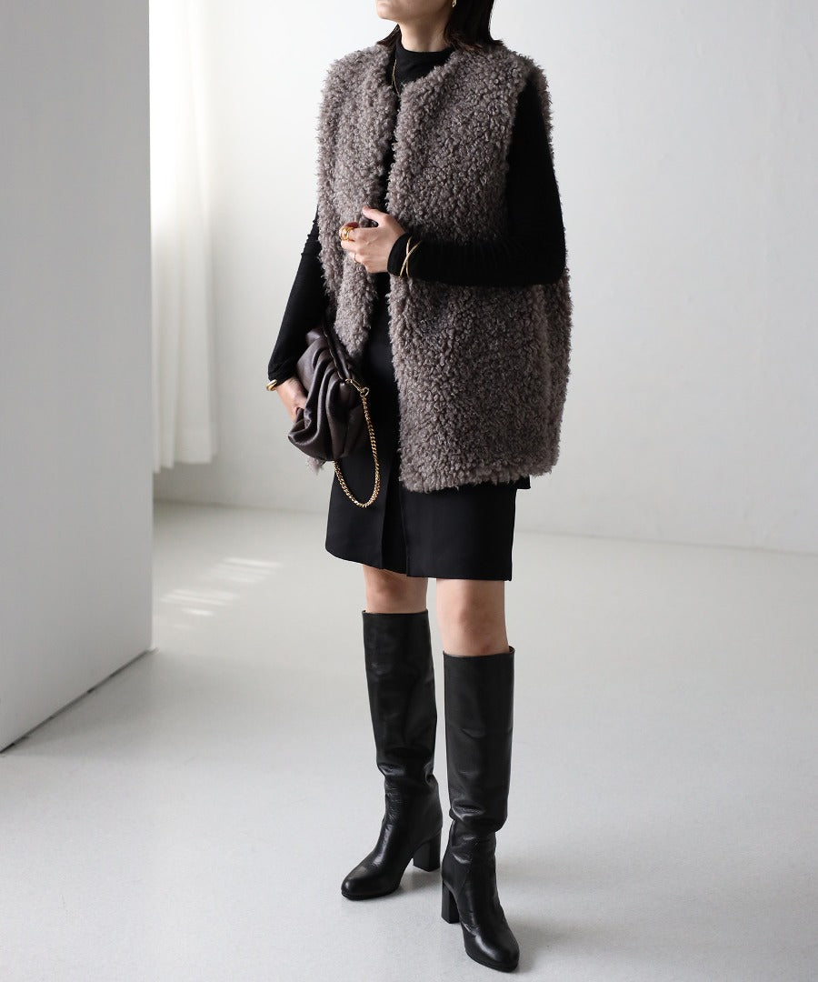 Poodle Fur Long Vest [LADIES] 13