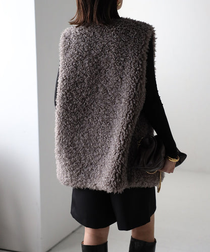 Poodle Fur Long Vest [LADIES] 14