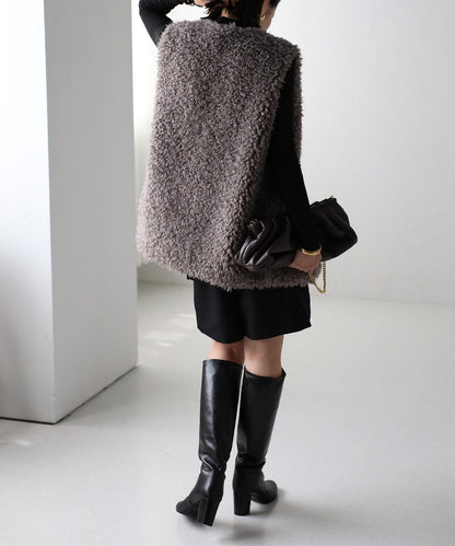 Poodle Fur Long Vest [LADIES] 15