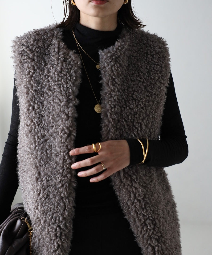 Poodle Fur Long Vest [LADIES] 16