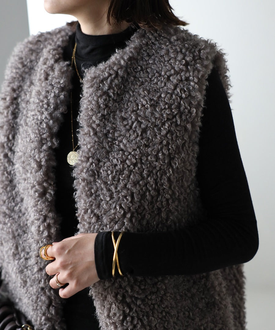 Poodle Fur Long Vest [LADIES] 17