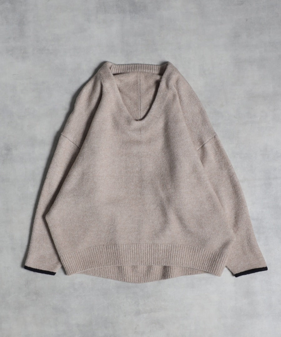 Bicolor Cocoon V-Neck Knit [LADIES] 1