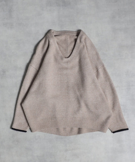 Bicolor Cocoon V-Neck Knit [LADIES] 1