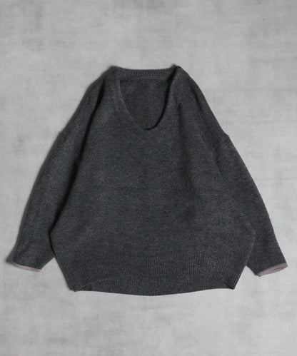 Bicolor Cocoon V-Neck Knit [LADIES] 2