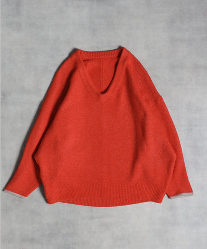 Bicolor Cocoon V-Neck Knit [LADIES] 3