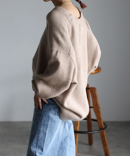 Bicolor Cocoon V-Neck Knit [LADIES] 7