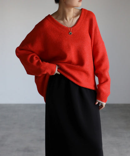 Bicolor Cocoon V-Neck Knit [LADIES] 10
