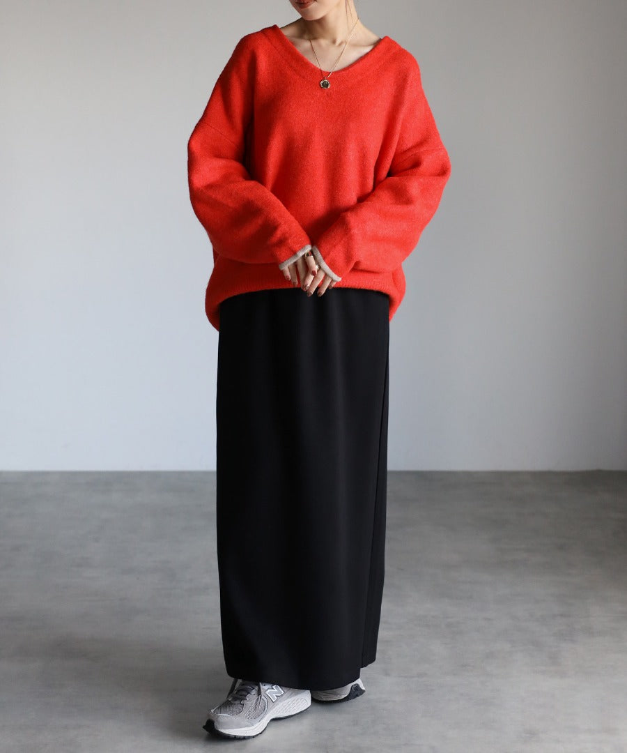 Bicolor Cocoon V-Neck Knit [LADIES] 13