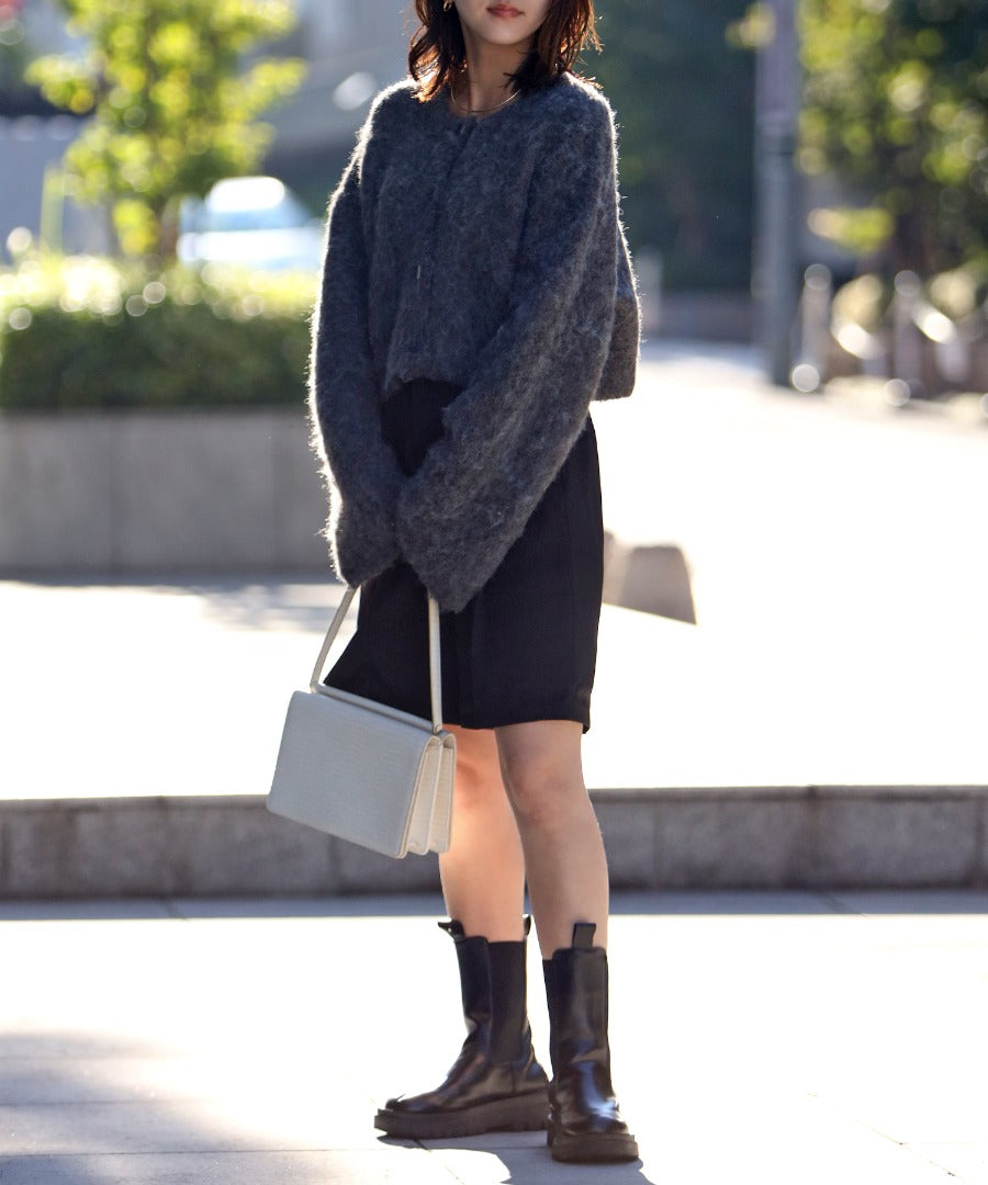 Cropped Loop Yarn Knit Cardigan [LADIES] 4