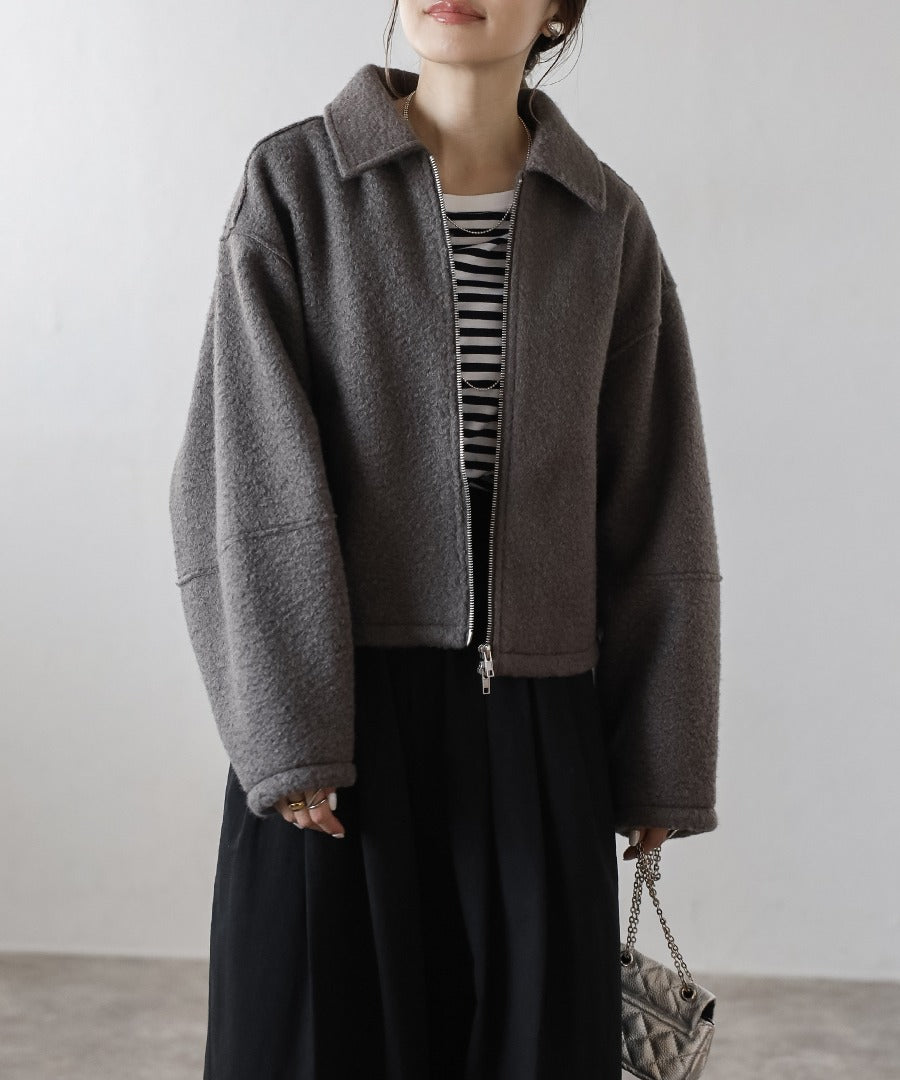 Boucle Stand Collar Double Zip Blouson [LADIES] 4