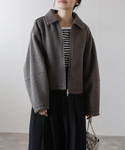 Boucle Stand Collar Double Zip Blouson [LADIES] 4
