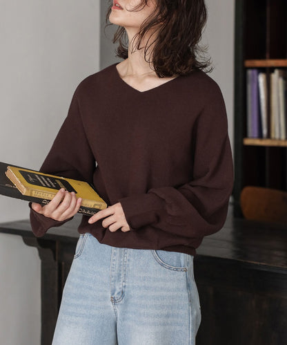 Front-Back 2Way Volume Sleeve Tucked Hem Anti-Static Knit [LADIES] 1