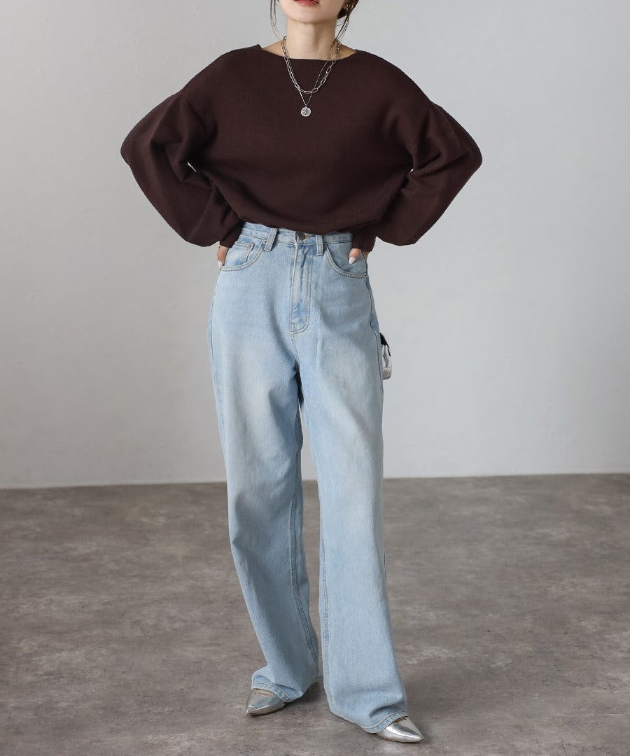 Front-Back 2Way Volume Sleeve Tucked Hem Anti-Static Knit [LADIES] 5