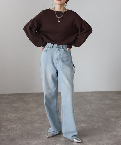 Front-Back 2Way Volume Sleeve Tucked Hem Anti-Static Knit [LADIES] 5