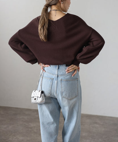 Front-Back 2Way Volume Sleeve Tucked Hem Anti-Static Knit [LADIES] 6