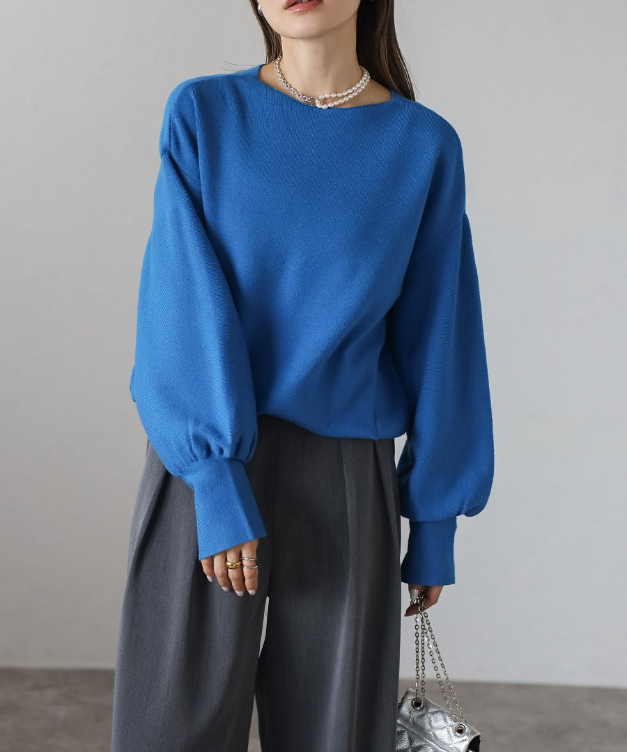 Front-Back 2Way Volume Sleeve Tucked Hem Anti-Static Knit [LADIES] 7