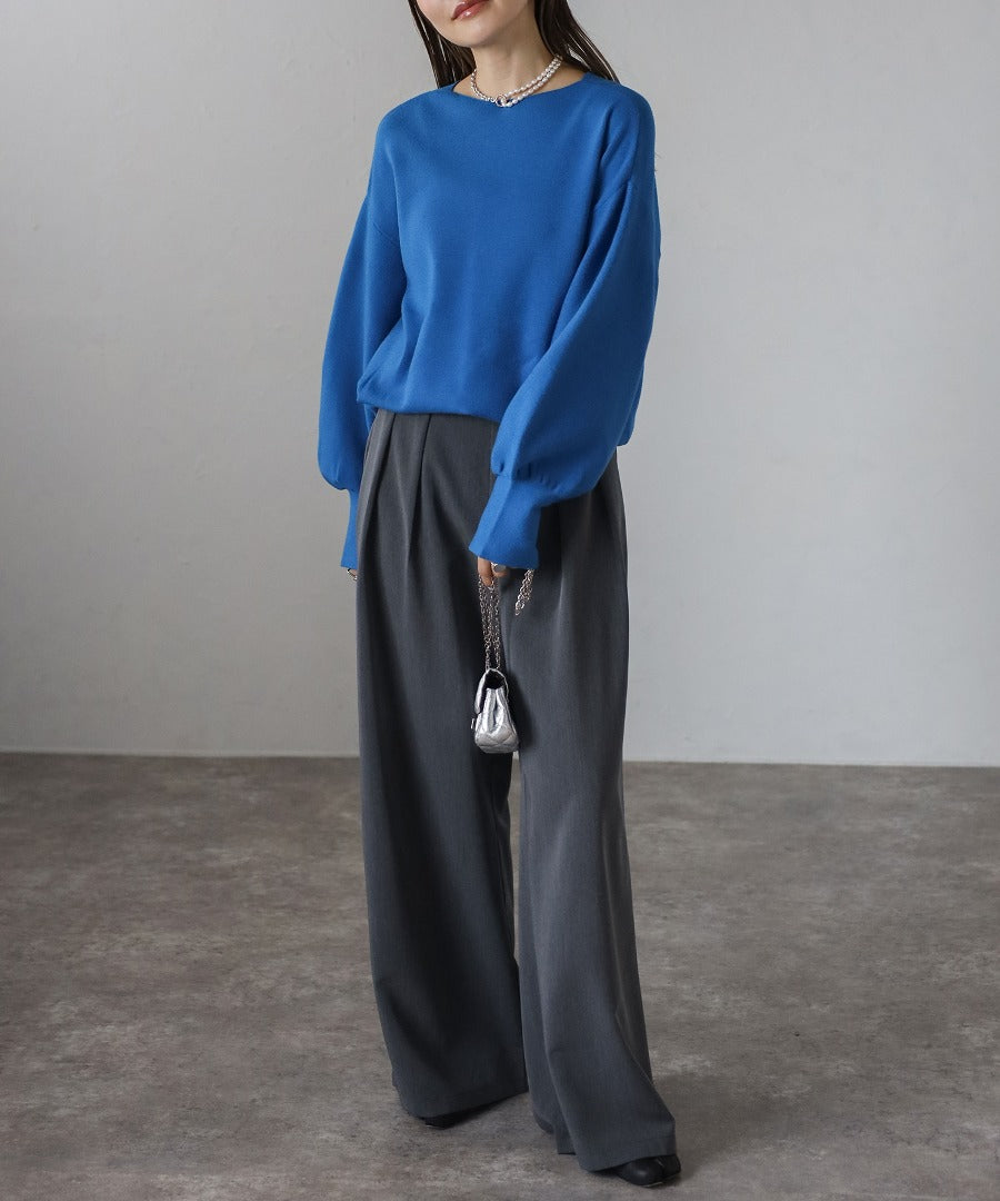 Front-Back 2Way Volume Sleeve Tucked Hem Anti-Static Knit [LADIES] 8