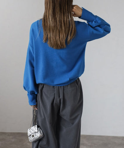 Front-Back 2Way Volume Sleeve Tucked Hem Anti-Static Knit [LADIES] 9