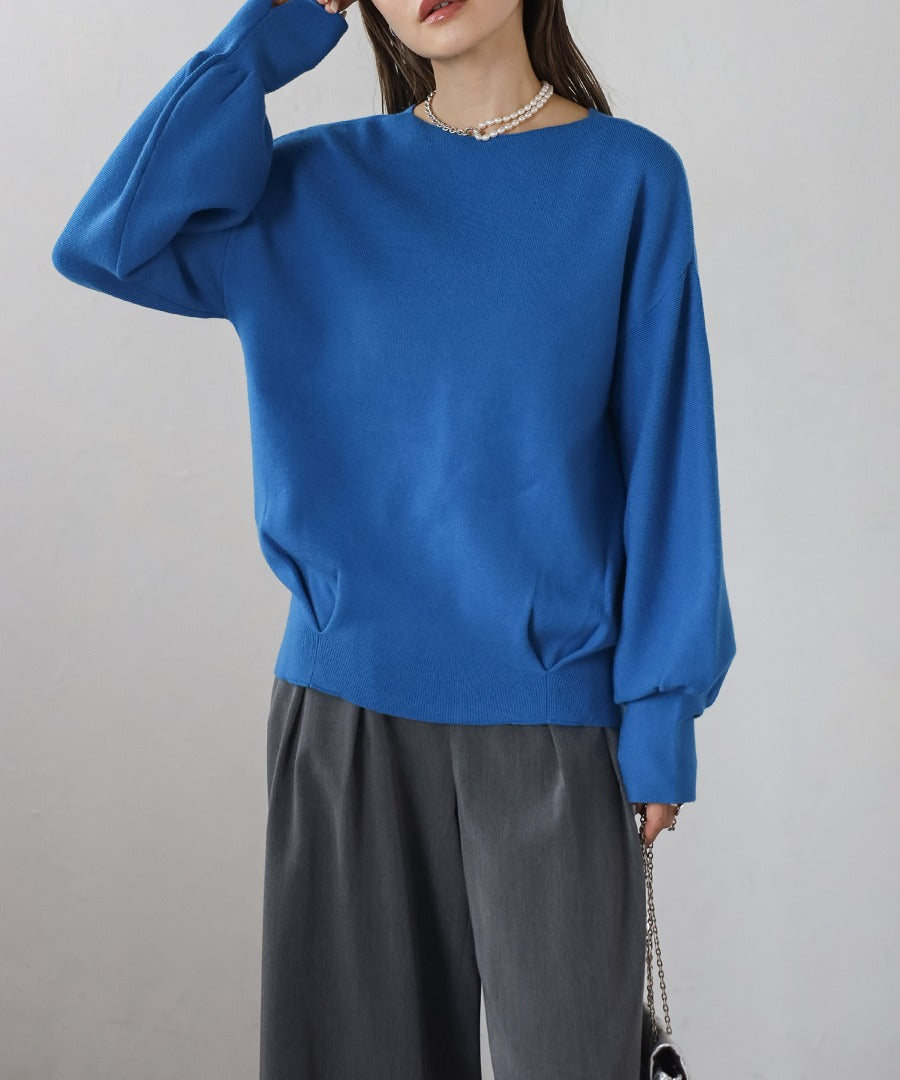 Front-Back 2Way Volume Sleeve Tucked Hem Anti-Static Knit [LADIES] 10