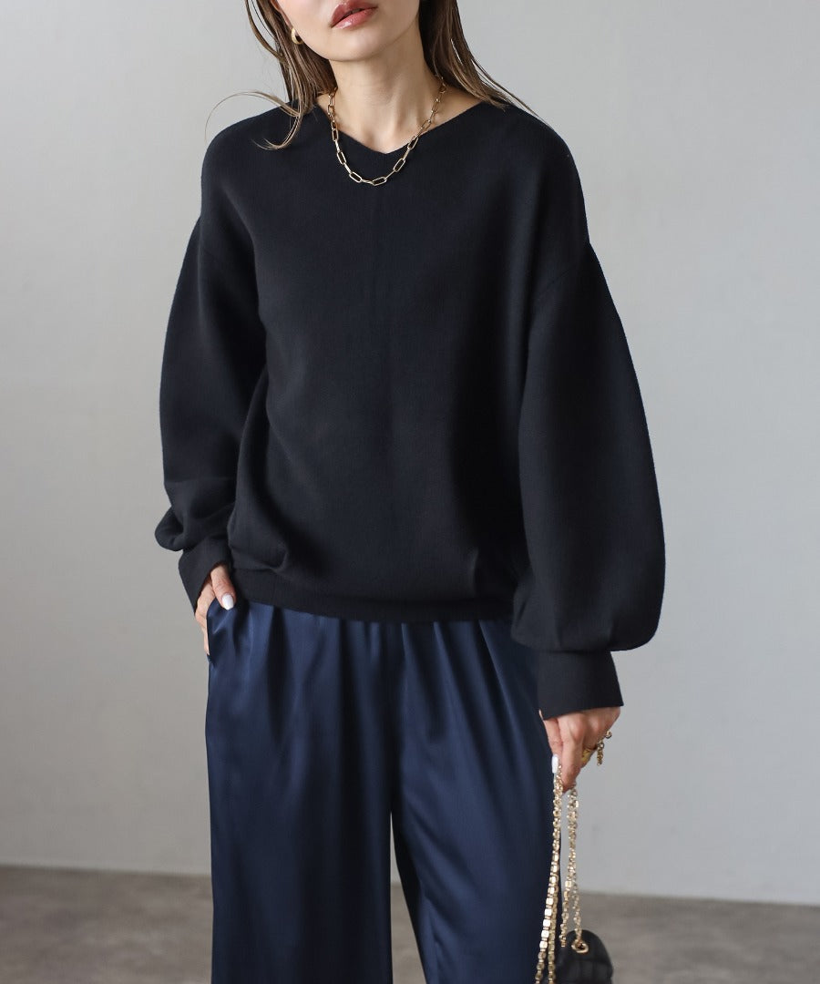 Front-Back 2Way Volume Sleeve Tucked Hem Anti-Static Knit [LADIES] 13