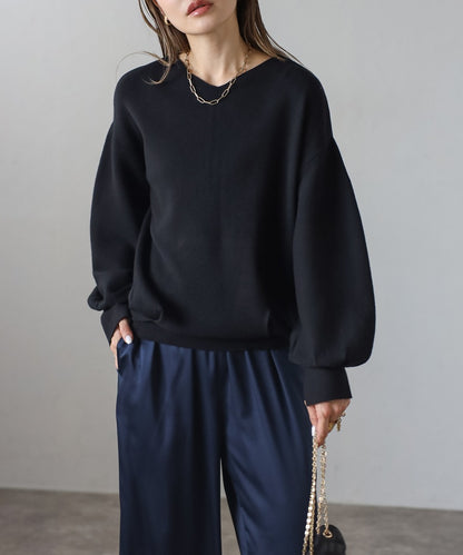 Front-Back 2Way Volume Sleeve Tucked Hem Anti-Static Knit [LADIES] 13
