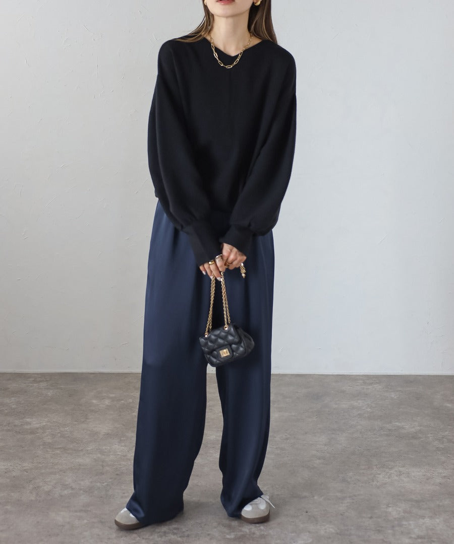 Front-Back 2Way Volume Sleeve Tucked Hem Anti-Static Knit [LADIES] 14