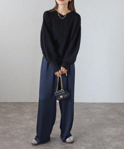 Front-Back 2Way Volume Sleeve Tucked Hem Anti-Static Knit [LADIES] 14