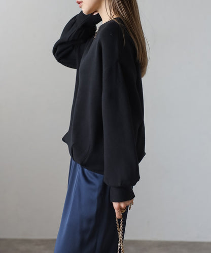 Front-Back 2Way Volume Sleeve Tucked Hem Anti-Static Knit [LADIES] 15