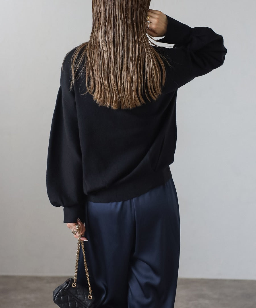 Front-Back 2Way Volume Sleeve Tucked Hem Anti-Static Knit [LADIES] 16
